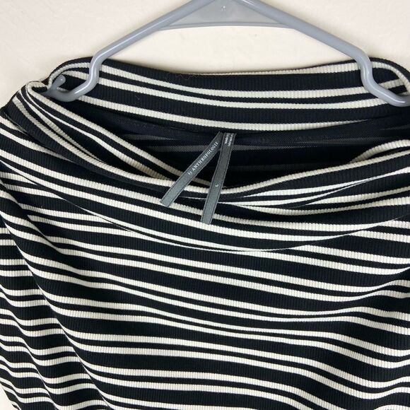 Anthropologie Mock-Neck Striped Ribbed Knit Dress - Black & White - Picture 7 of 7